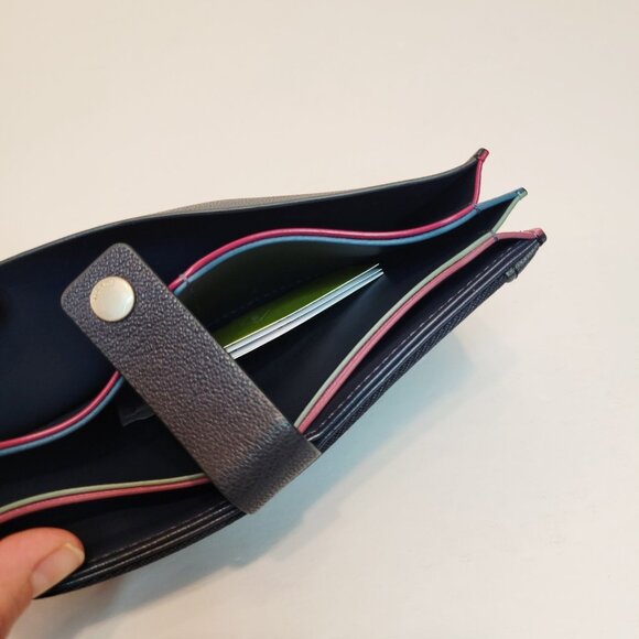 Fossil Vale Medium Tab Sorting Wallet Midnight Navy Clutch Purse - Picture 4 of 4